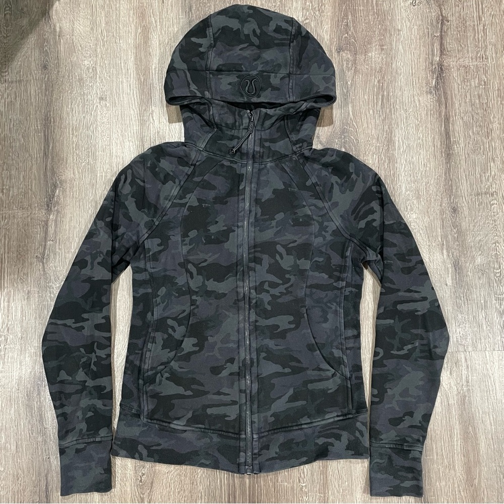 Lululemon Scuba Hoodie *Light Cotton Fleece Incognito Camo Multi Grey Size 6 - Picture 5 of 14